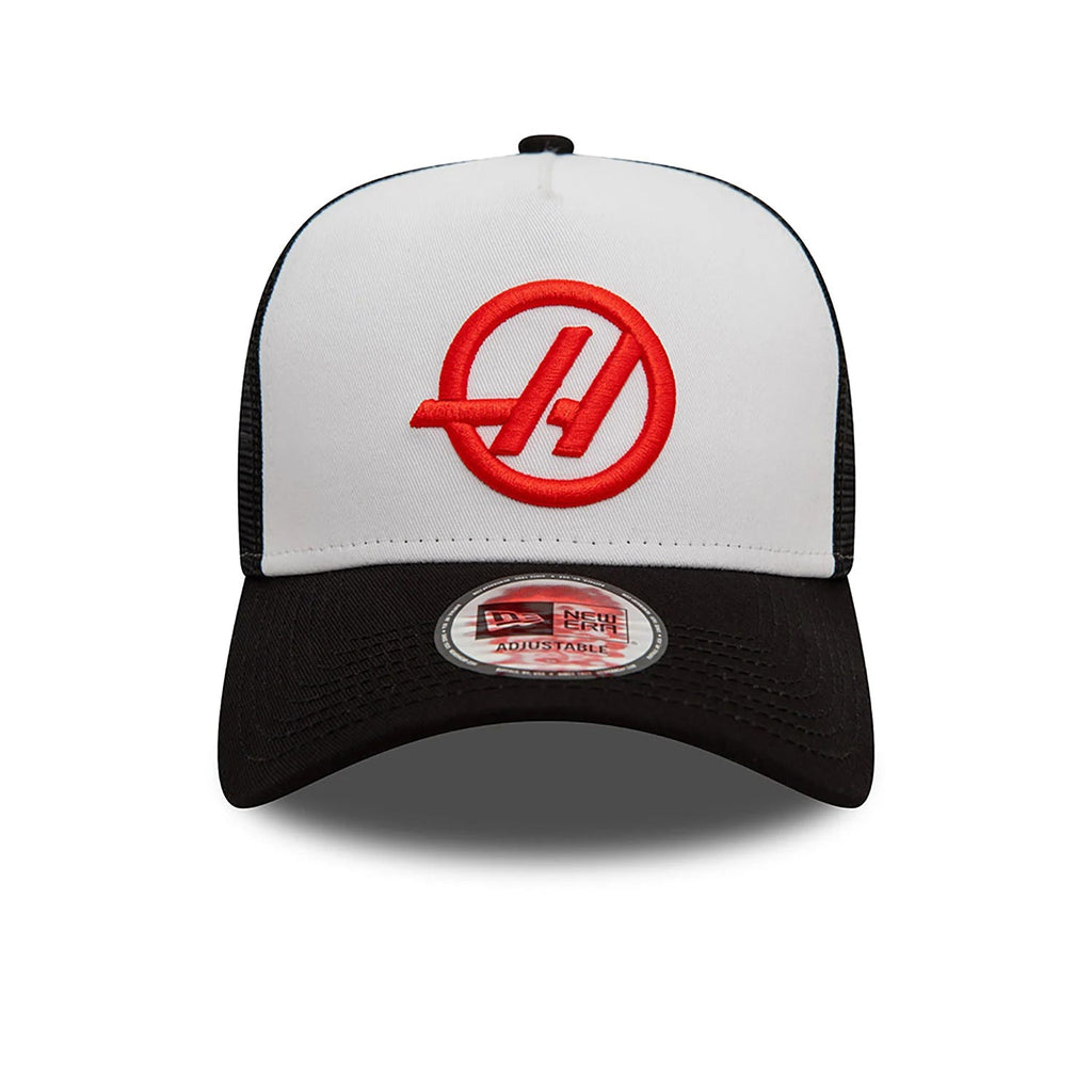 Haas Racing F1 New Era E-Frame Trucker Baseball Hat - Black Hats Haas F1 Racing Team 